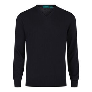 Slowear Zanone V-Neck Wool Blend Sweater Black Mens